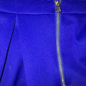 Royal blue formal pleated dress with open back